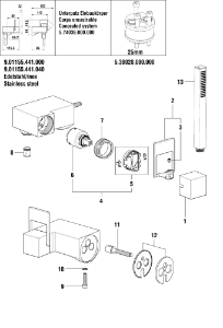 Picture of LAUFEN - HEBEL KOMPLETT QUADRIGA C 35MM INOX, Art.Nr. :WI570141441000