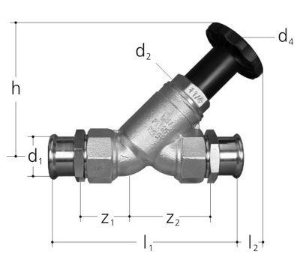 Picture of JRG LegioStop Schrägsitzventil Mapress Rotguss, d 42, DN 40, Art.Nr. :5208.042
