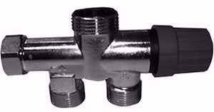 Picture of TKM Zweirohrventile TKM RA 2000 Messing vernickelt, 100%, mit Voreinstellung und Absperrung, Anschluss unten, Anschlussgewinde: M21, Art.Nr. :10083698