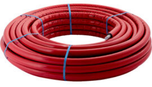 Picture of Geberit FlowFit/PushFit Metallverbundrohr, rund vorgedämmt rot, Rollenware: d=20mm, Dämmung=6mm, L=50m, Art.Nr. :619.111.00.2