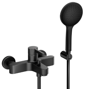 Bild von KWC - BEVO Bad fest A175, matt black, AD153 mit Brausegarnitur und Halter, Art.Nr. : 20.422.853.176