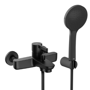 Bild von KWC - FIT Bad fest A165 matt black, AD153, mit Brausegarnitur und Halter, Art.Nr. : 20.542.012.176