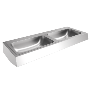 Bild von KWC ANIMA - CM1400N, Reihenwaschtisch, 2 Becken, Becken: Höhe:130 mm, Becken: Tiefe:340 mm, Material:Edelstahl, Materialtyp:1.4301 Chromnickelstahl V2A, Art.Nr. : 3600005552